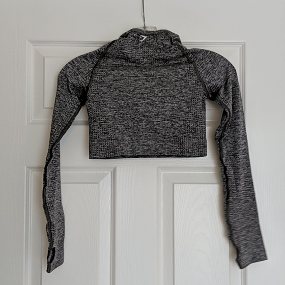 Gymshark Gray Vital Seamless Long Sleeve Crop Top - Picture 6 of 7